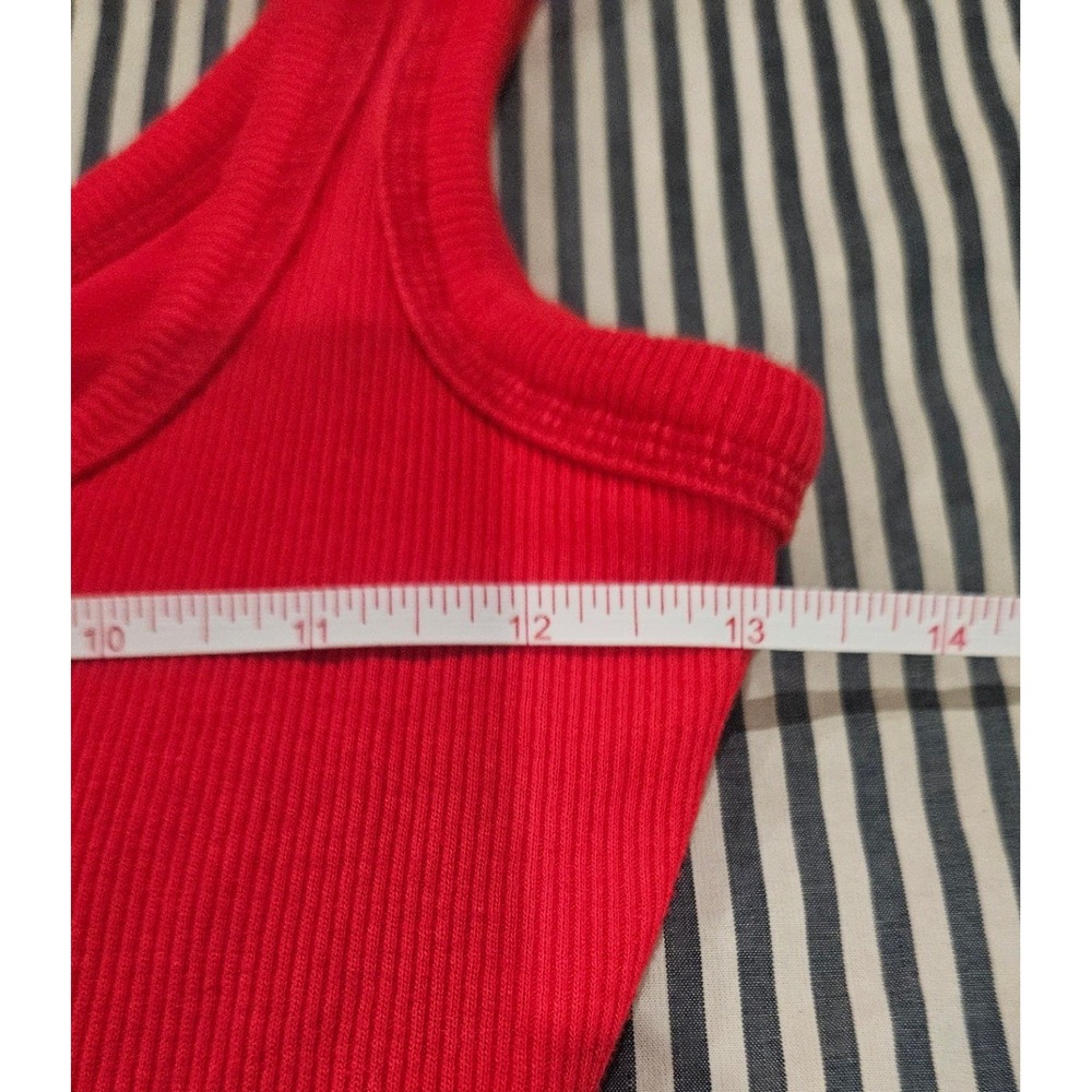SKIMS Ribbed Onesie Women S Poppy Red Excellent Scoop Neck Sleeveless Bodysuit - Picture 8 of 9